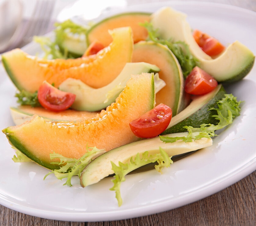Avocado Melon Salad With Honey Orange Dressing