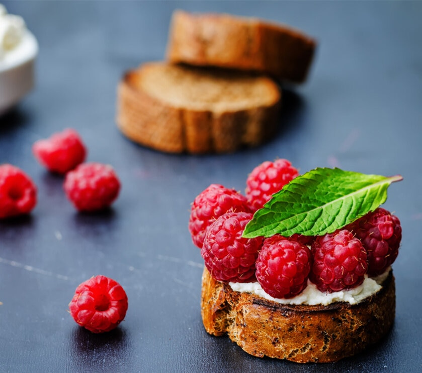 Fruit Toast With Ricotta And Raspberries
