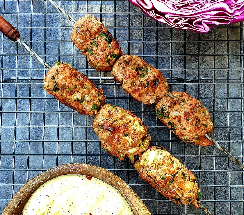 Harissa Kofta with Lentils be tahini and crushed pistachios 