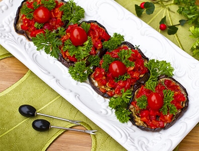 Grilled Eggplant With Tomatoes And Balsamic Vinegar